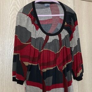Rabbit Rabbit Rabbit Red and Gray Blouse
